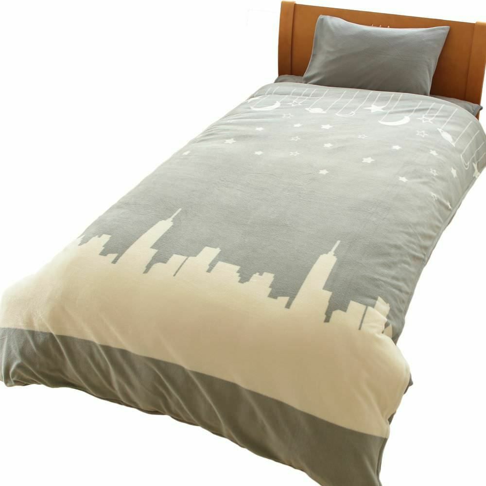 掛け布団カバー さらにあったかフランネル掛けカバー ダブル シティー グレー