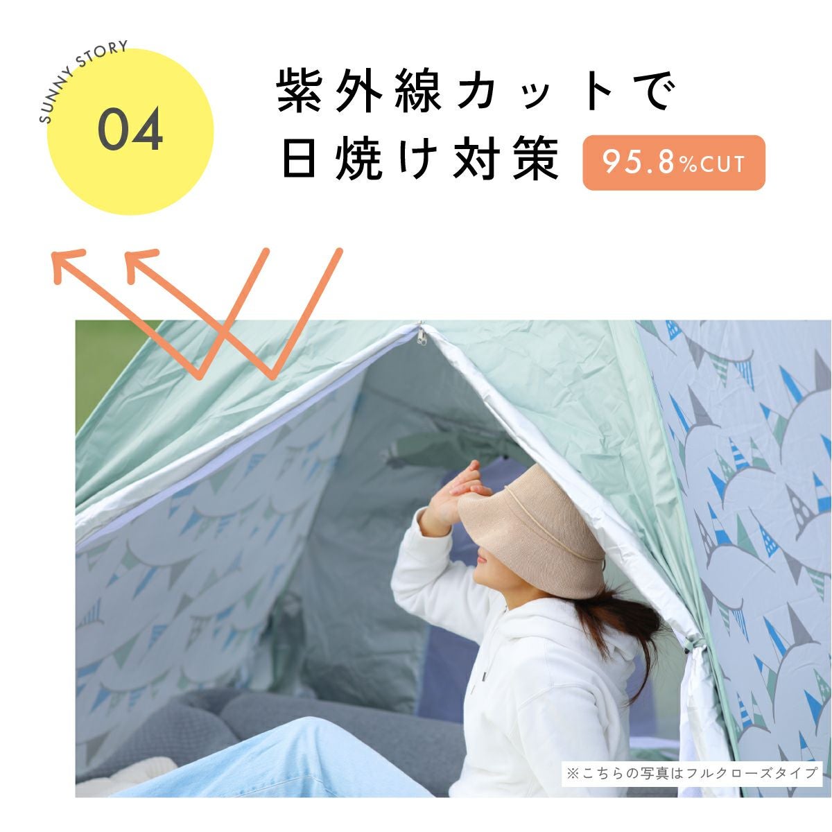 ワンタッチテント サニーストーリー 簡単 軽量 日よけ ポップアップテント VUカット キャンプ かわいい おしゃれ 柄 ピクニック フェス アウトドア キャンプ レジャー 海 公園 花見 コンパクト UVカット