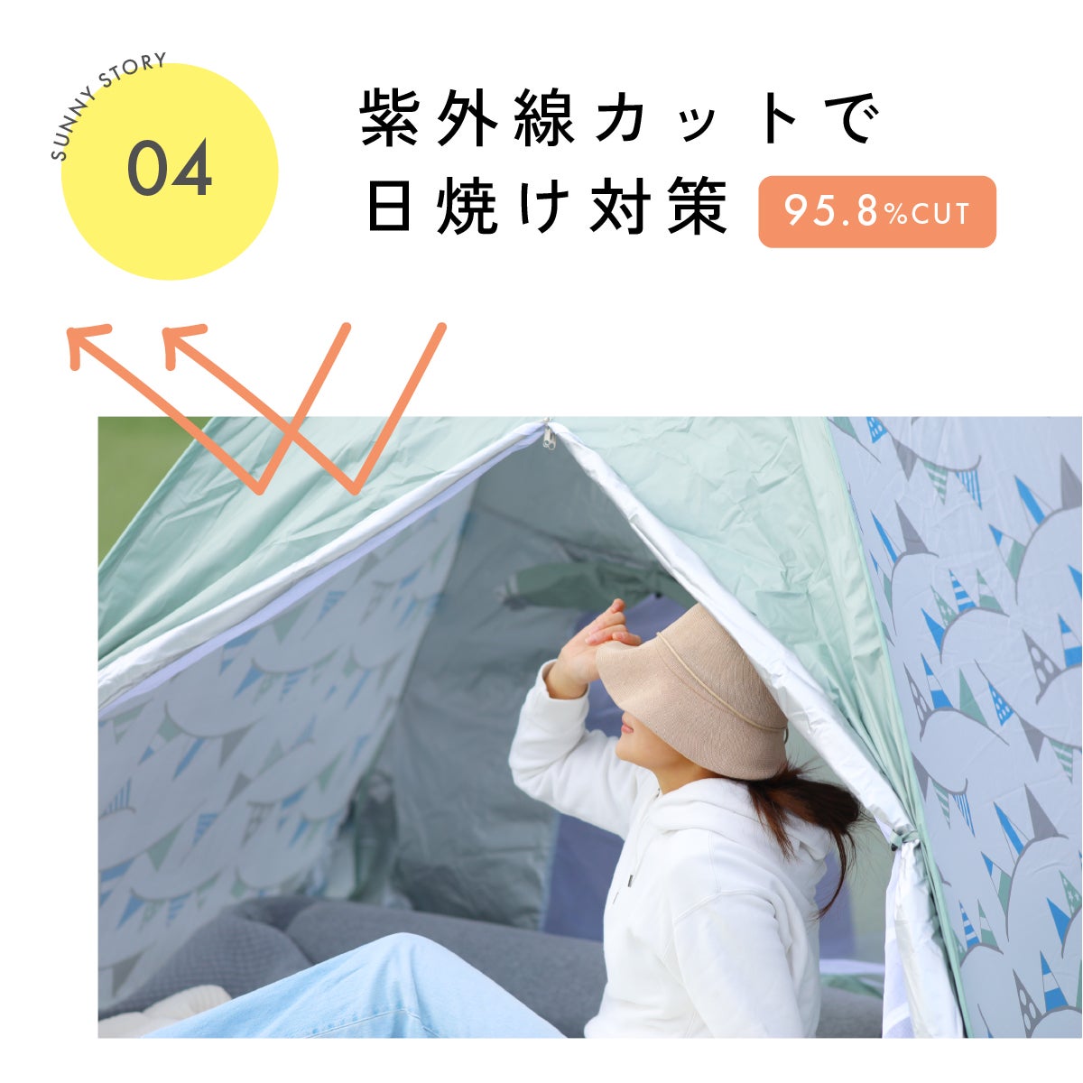ワンタッチテント サニーストーリー 簡単 軽量 日よけ ポップアップテント VUカット キャンプ かわいい おしゃれ 柄 ピクニック フェス アウトドア キャンプ レジャー 海 公園 花見 コンパクト UVカット