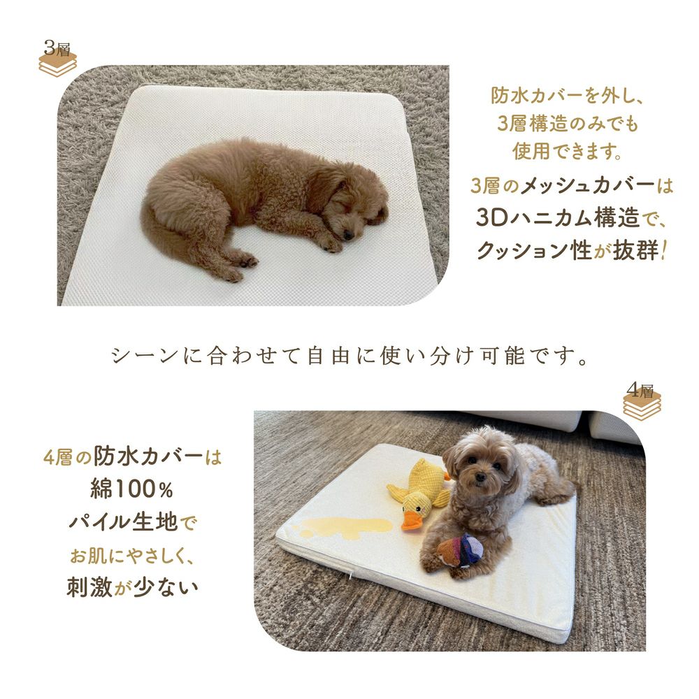 防水ペットマットレス /60×90cm M-Lサイズ 犬 猫 防水 ペットマット