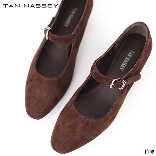 パンプス 本革 羊革 シープ スエード メリージェーン ストラップ 太ヒール ローヒール TAN NASSEY レディース フラットシューズ 痛くない 履きやすい 走れる 歩きやすい 柔らかい おしゃれ カジュアル 通勤 仕事 レザーパンプス レザー タンナッシー