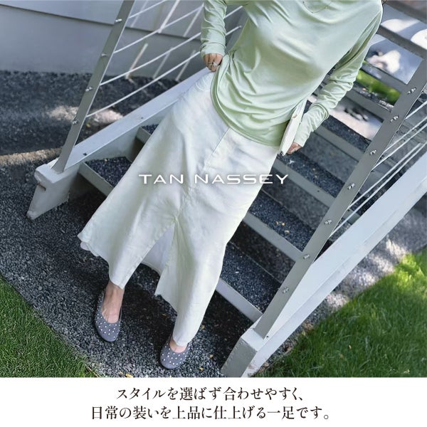 スタッズ パンプス 本革 羊革 牛革 フラットシューズ バレエシューズ スエード TAN NASSEY レディース 痛くない フラットヒール ローヒール ラウンドトゥ 履きやすい 歩きやすい 柔らかい おしゃれ 上品 カジュアル レザー タンナッシー